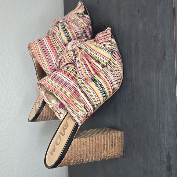 Sam Edelman Yumi Multi Color Bow Slide Heel Sandal Size 7 - Picture 3 of 11